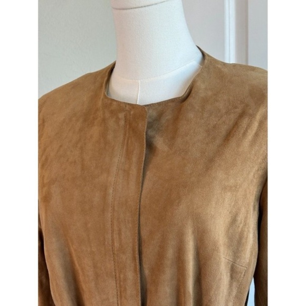 NEW Express Genuine Suede  Tie Waist Jacket Camel Tan Size M 90s Y2K Consign - Picture 2 of 14
